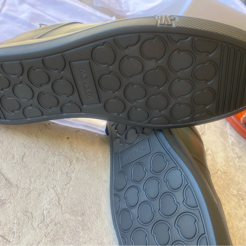 Moncler Neue York Black Leather Sneakers Men’s Size 43 US 10 Logo Italy‎ NFC New - Picture 14 of 16